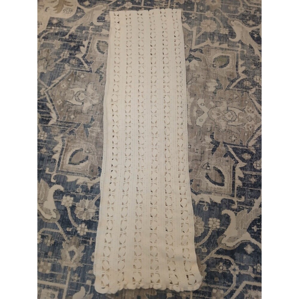 Handmade Vintage Crochet Lace Table Runner Cotton  Rustic 63x18 Cottagecore